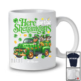 Personalized Here For Shenanigans; Lovely St. Patrick's Day Custom Name Bulldog On Plaid Truck T-Shirt