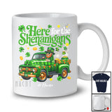 Personalized Here For Shenanigans; Lovely St. Patrick's Day Custom Name Skeleton On Plaid Truck T-Shirt