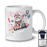 Personalized Himalayan Cat Riding Firecracker, Lovely 4th Of July USA Flag Custom Name, Kitten Owner T-Shirt