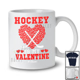 Personalized Hockey Is My Valentine; Adorable Hearts Hockey; Custom Name Sport Player Team T-Shirt