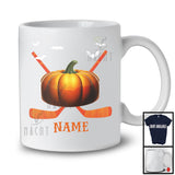 Personalized Hockey Pumpkin Face, Humorous Halloween Custom Name Hockey Player T-Shirt