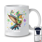 Personalized Hummingbird With Mardi Gras Beads Jester Hat; Lovely Custom Name Hummingbird T-Shirt