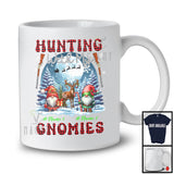 Personalized Hunting With My Gnomies; Lovely Christmas Plaid Custom Name Couple Gnomes T-Shirt