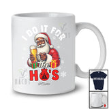 Personalized I Do It For The Ho's; Joyful Christmas Custom Name Afro Santa Drinking Beer; Drunker T-Shirt