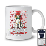 Personalized I Found My Valentine; Lovely Beagle Holding Rose Hearts; Custom Name Couple T-Shirt