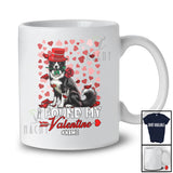 Personalized I Found My Valentine; Lovely Border Collie Holding Rose Hearts; Custom Name Couple T-Shirt