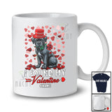 Personalized I Found My Valentine; Lovely Cane Corso Holding Rose Hearts; Custom Name Couple T-Shirt