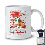 Personalized I Found My Valentine; Lovely Corgi Holding Rose Hearts; Custom Name Couple T-Shirt