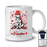 Personalized I Found My Valentine; Lovely Husky Holding Rose Hearts; Custom Name Couple T-Shirt