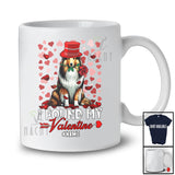 Personalized I Found My Valentine; Lovely Shelties Holding Rose Hearts; Custom Name Couple T-Shirt