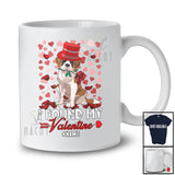 Personalized I Found My Valentine; Lovely St. Bernard Holding Rose Hearts; Custom Name Couple T-Shirt