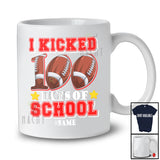 Personalized I Kicked 100 Days Of School; Awesome Custom Name Boys Football Player Sport T-Shirt