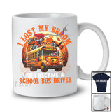 Personalized I Lost My Broom I Became A School Bus Driver; Scary Halloween Custom Name Jobs T-Shirt