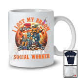 Personalized I Lost My Broom I Became A Social Worker; Scary Halloween Custom Name Jobs T-Shirt