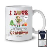 Personalized I Love Being A Grandma; Lovely Christmas Leopard Plaid Elf; Custom Name Family T-Shirt