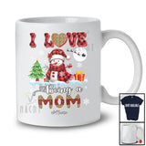 Personalized I Love Being A Mom; Lovely Christmas Leopard Plaid Snowman; Custom Name Family T-Shirt