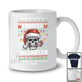 Personalized I Prefer Halloween; Amusing Christmas Santa Skull; Sweater Custom Name Family T-Shirt