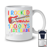 Personalized I Rocked 100th Day of 1st Grade; Amusing School Bass Guitar; Custom Name Guitarist T-Shirt