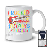 Personalized I Rocked 100th Day of Kindergarten; Amusing School Bass Guitar; Custom Name Guitarist T-Shirt