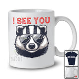 Personalized I See You, Adorable Custom Name Badger Sunglasses, Wild Animal Badger Lover T-Shirt