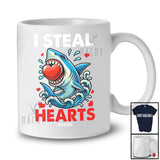 Personalized I Steal Hearts; Adorable Valentine Shark With Hearts; Custom Name Men Single T-Shirt