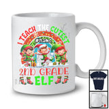 Personalized I Teach The Cutest 2nd Grade Elf; Merry Christmas Custom Name Teacher; Rainbow T-Shirt