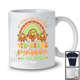 Personalized I Teach The Cutest 4th Grade Pumpkins; Joyful Thanksgiving Rainbow; Custom Name Teacher T-Shirt