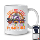 Personalized I Teach The Cutest Preschool Pumpkins; Scary Halloween Custom Name Teacher; Rainbow T-Shirt