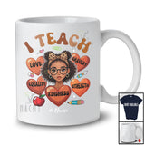 Personalized I Teach; Joyful Black History Month; Custom Name Afro Girl Students Teacher T-Shirt