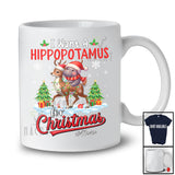 Personalized I Want A Hippopotamus For Christmas; Lovely Custom Name Hippo Riding Reindeer T-Shirt