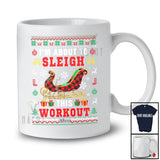 Personalized I'm About To Sleigh This Workout; Plaid Christmas Sweater Custom Name Fitness Gym T-Shirt