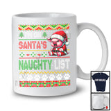Personalized I'm On Santa's Naughty List, Cool Christmas Angry Santa Pig, Sweater Family T-Shirt