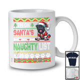 Personalized I'm On Santa's Naughty List, Lovely Christmas Sweater, Custom Name Santa Black Pug T-Shirt