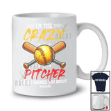 Personalized I'm The Crazy Pitcher They Warned; Humorous Custom Name Softball Pitcher Player T-Shirt