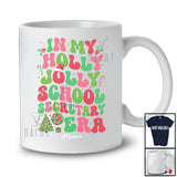 Personalized In My Holly Jolly School Secretary Era; Amazing Christmas Groovy Santa; Custom Name Jobs T-Shirt