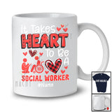 Personalized It Takes Heart To Be A Social Worker; Amazing Valentine Plaid Custom Name Jobs T-Shirt