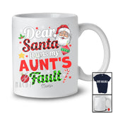 Personalized It Was My Aunt's Fault; Joyful Christmas Santa Face Plaid; Custom Name Family T-Shirt