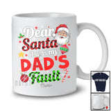 Personalized It Was My Dad's Fault; Joyful Christmas Santa Face Plaid; Custom Name Family T-Shirt