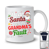 Personalized It Was My Grandma's Fault; Joyful Christmas Santa Face Plaid; Custom Name Family T-Shirt