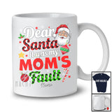 Personalized It Was My Mom's Fault; Joyful Christmas Santa Face Plaid; Custom Name Family T-Shirt