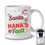 Personalized It Was My Nana's Fault; Joyful Christmas Santa Face Plaid; Custom Name Family T-Shirt