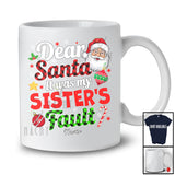 Personalized It Was My Sister's Fault; Joyful Christmas Santa Face Plaid; Custom Name Family T-Shirt