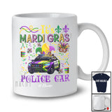 Personalized It's Mardi Gras Police Car; Lovely Beads Custom Name Police Car Driver; Family T-Shirt