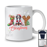 Personalized Joy Christmas, Lovely Custom Name Santa Bernedoodle, X-mas Sock Snowing T-Shirt