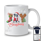 Personalized Joy Christmas, Lovely Custom Name Santa Border Collie, X-mas Sock Snowing T-Shirt