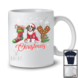 Personalized Joy Christmas, Lovely Custom Name Santa St. Bernard, X-mas Sock Snowing T-Shirt