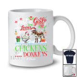 Personalized Just A Girl Who Loves Chickens Donkeys; Cheerful Christmas Custom Name Farmer; Snow T-Shirt