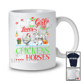 Personalized Just A Girl Who Loves Chickens Horses; Cheerful Christmas Custom Name Farmer; Snow T-Shirt