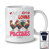 Personalized Just A Girl Who Loves Peckers; Adorable Hearts Chicken; Custom Name Family T-Shirt