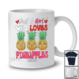 Personalized Just A Girl Who Loves Pineapples; Adorable Hearts Pineapple; Custom Name Family T-Shirt